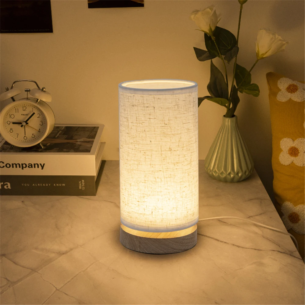 

Table Lamp Bedside Lamp Chinese Bedroom Living Room Warm Simple Solid Wood Led Table Lamp