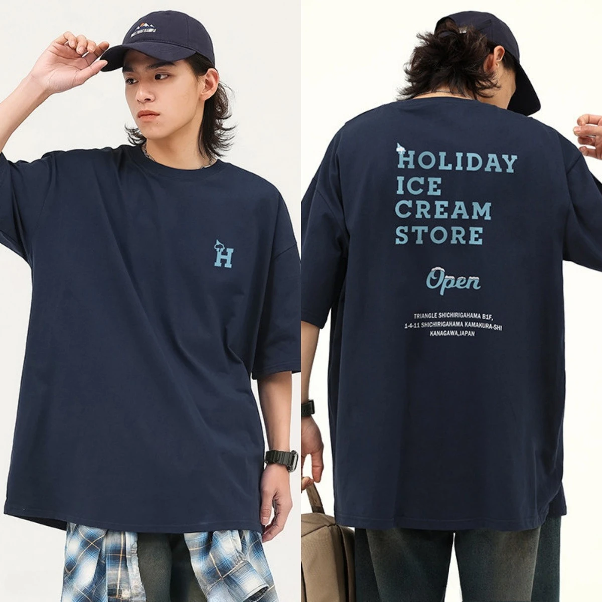 2026 Japan and Korean Fashion Short-sleeved T-shirt Men's New Letter All-cotton Commuter Half Sleeved T-shirt Upper Garment