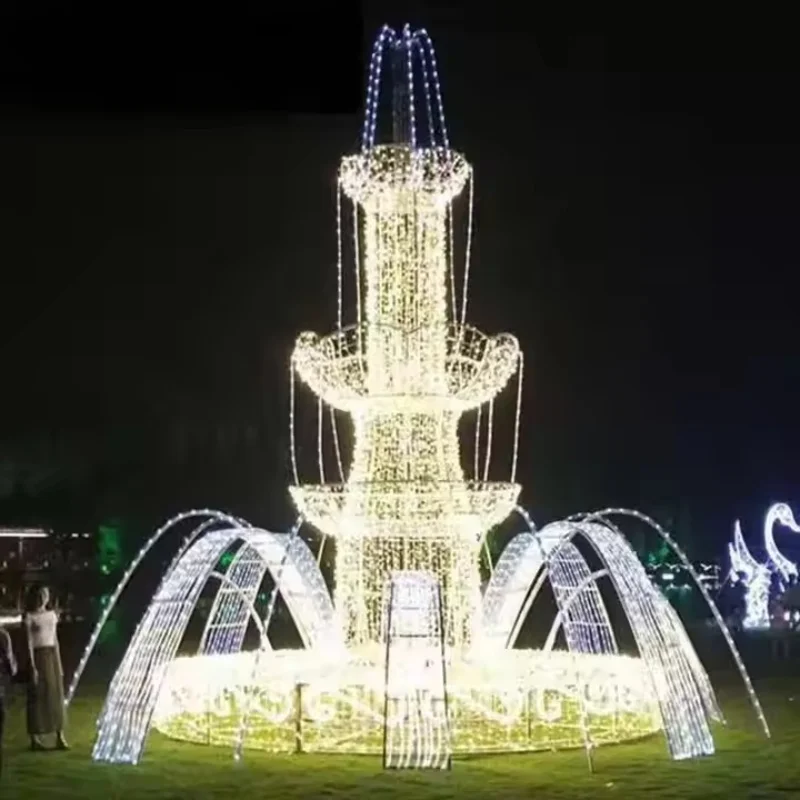 

Commercial IP65 LED 3D Giant Fountain Motif Lights Street Shopping Mall Square Christmas Decorative Lighting for Commercial Use