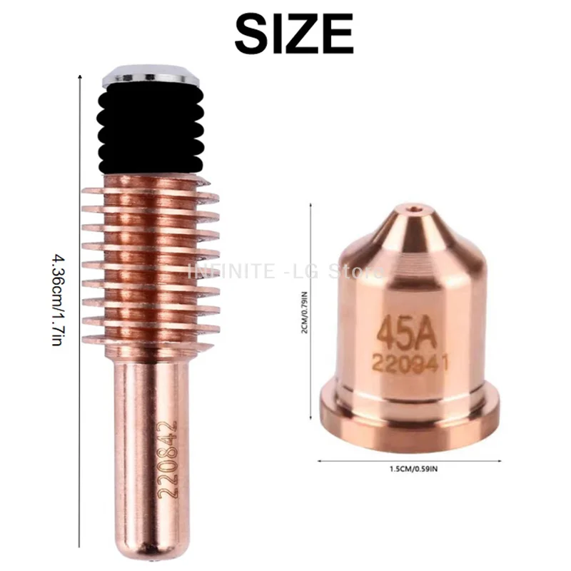 مجموعة Hypertherm Powermax المستهلكة - 10 قطع فوهة (220941) و10 قطع قطب بلازما (220842) لـ 45XP/65/85/105 #6