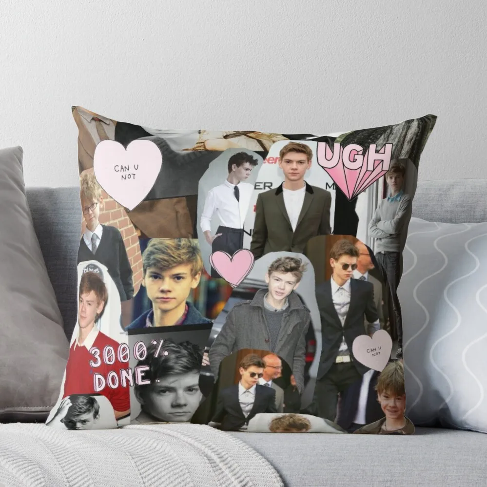 

Thomas Brodie-Sangster Collage Throw Pillow Decorative pillowcase christmas supplies Christmas Pillow Covers