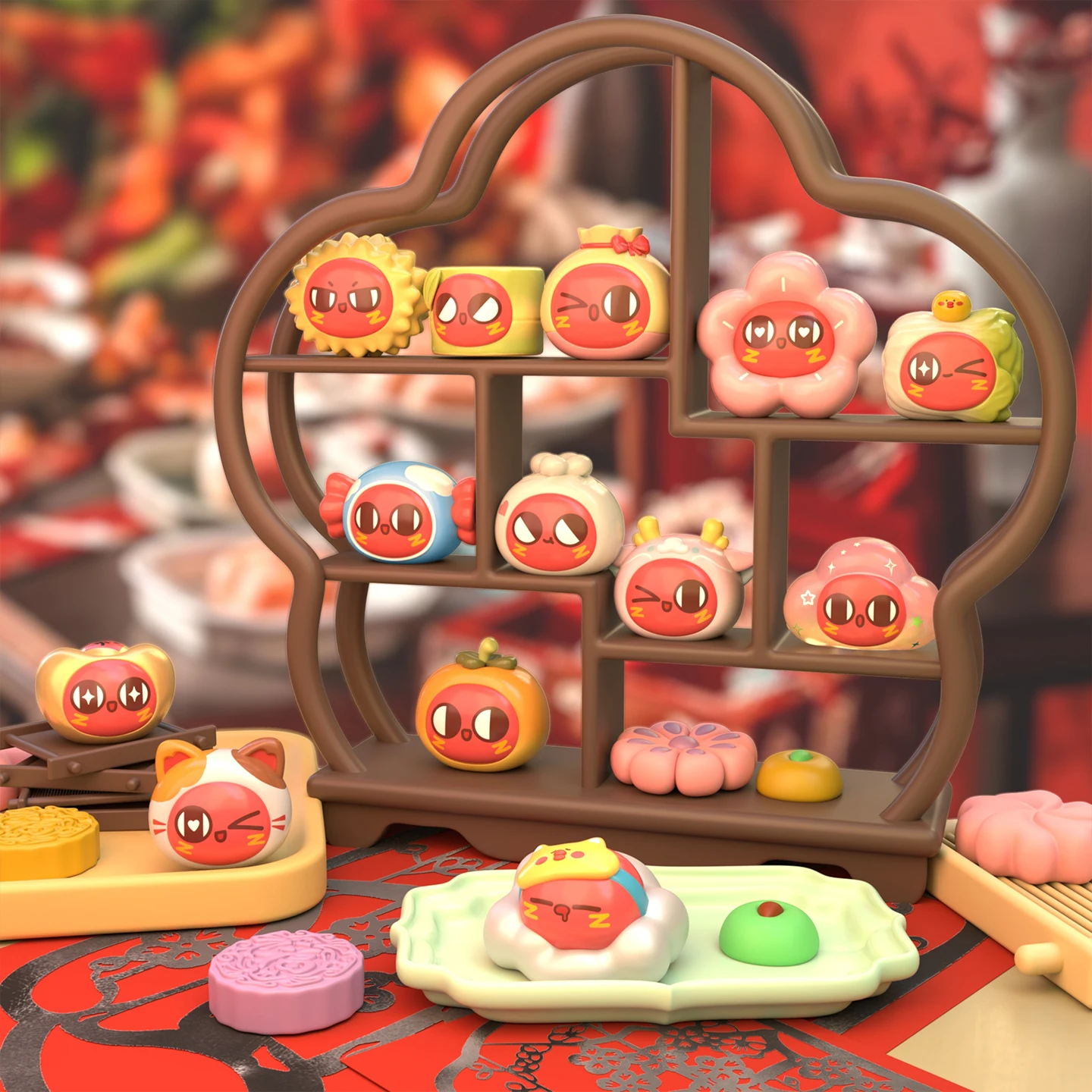 

3cm Red Bean Cute Grain Red Luck Series Blind Bag Red Bean Peripheral Mini Desktop Ornament Cute Model Mystery Box Birthday Gift