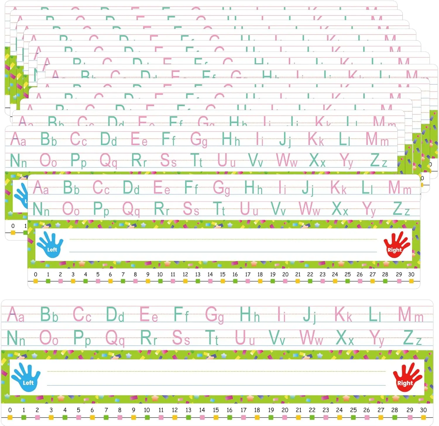 

12X3.5 inch Colorful Classroom Desk Toppers Nameplates Student Desk Tags Confetti Desk Watercolor Traditional Manuscript