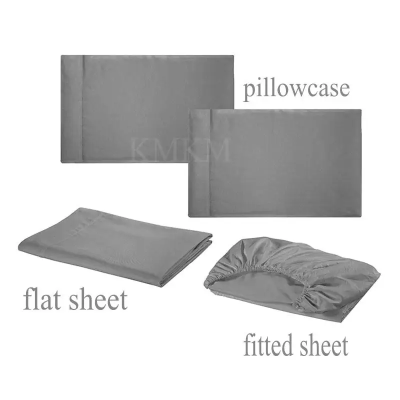 Home Textile Solid Sheet Pillow Case Bed Fitted Sheet Bedding Covers King Bedclothes Bed Set Home Quality Bed Cover Set Linens