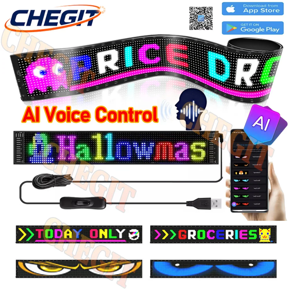 

AI voice control Demon Eyes Car LED Display Programmable Flexible LED Display Soft Sign Board Pixel Custom Led Panel Christmas