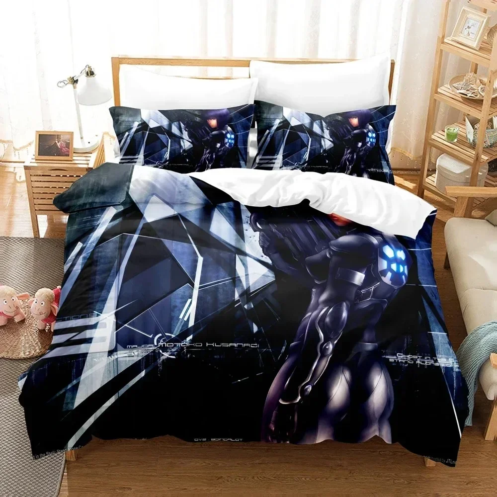 Anime Ghost in the Shell Bedding Set 3D Printed Suitable for Bedroom Duvet Cover Set With Pillowcases Kids Home Textile