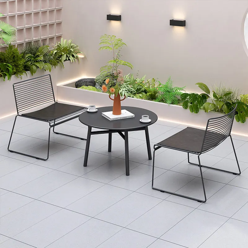 balcony leisure chairs, Nordic-style popular Instagram furniture for homestays, outdoor table and chair sets for bubble tea