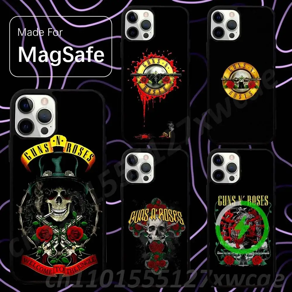 Anime G-Guns N Roses For Magsafe Wireless Charger Case For iPhone 15,16,17,13,14,11,12,Pro,Max,Plus,E,Air,Mini Magnetic