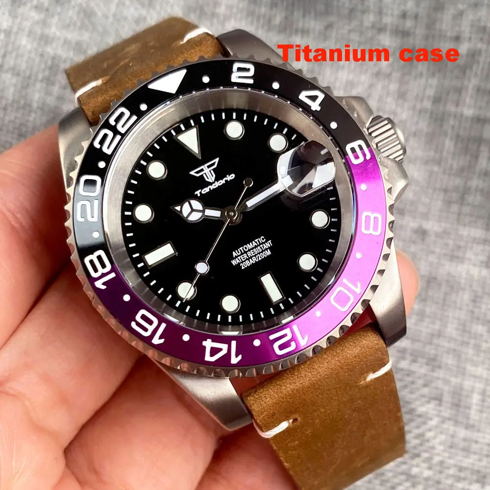 Tandorio Luxury Titanium Material Case Mechanical Men Watch 24 Jewels NH35A Sapphire Lume Mark 120 Clicks Bezel Ring Clock 2023