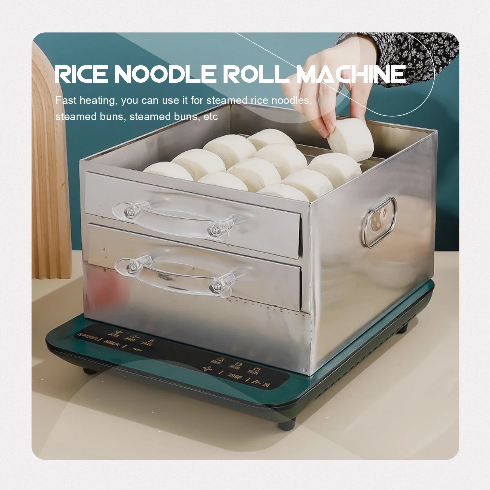 

Rice Roll Single Layer Stainless Steel Kitchen Gadget Small Drawer Steamed Vermicelli Roll Type Steaming Pan Noodle Maker