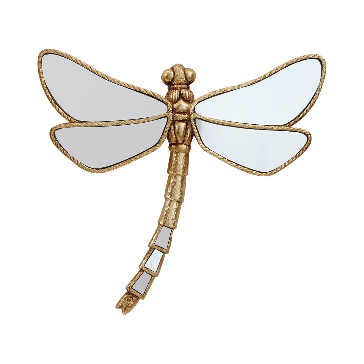 New Resin Handicrafts Mirror-winged Dragonfly Golden Insect Mirror Wall Decoration Background Dragonfly Pendant Home Decoration