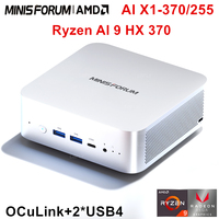MINISFORUM AI 9 HX 370/R7 255 Mini PC Desktop Computer AMD Radeon 890M Graphics, Copilot Support AI PC Oculink 8K Quad Display