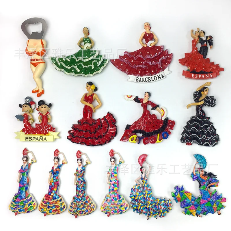

Europe Spain Barcelona 3D Fridge Magnets - Flamenco Dancer Refrigerator Magnets, Strong Home Decor Room Accessories
