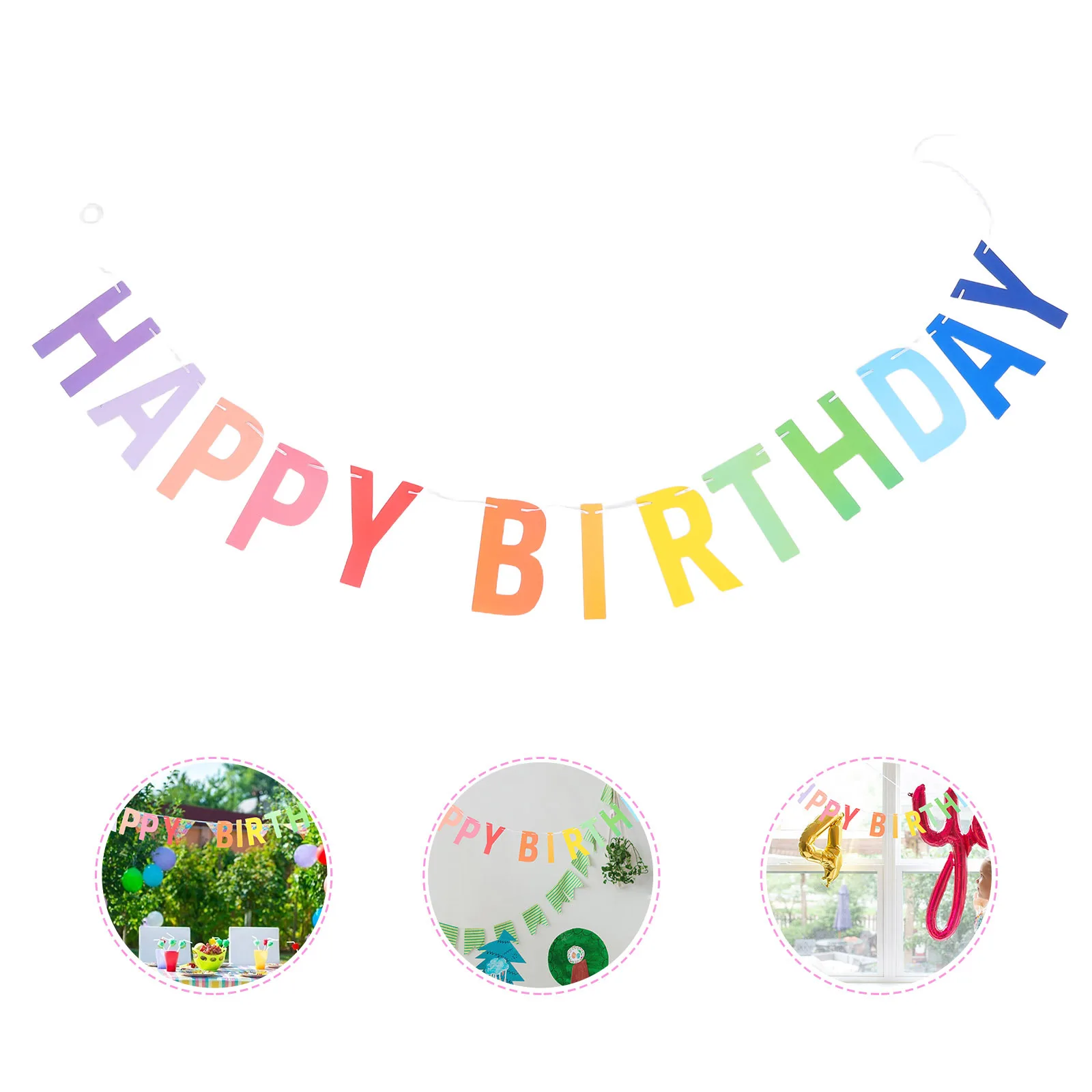 

1Set Happy Birthday Flag Banner Colorful Paper Letter Garland Birthday Party Decoration Supplies for Kids Celebration