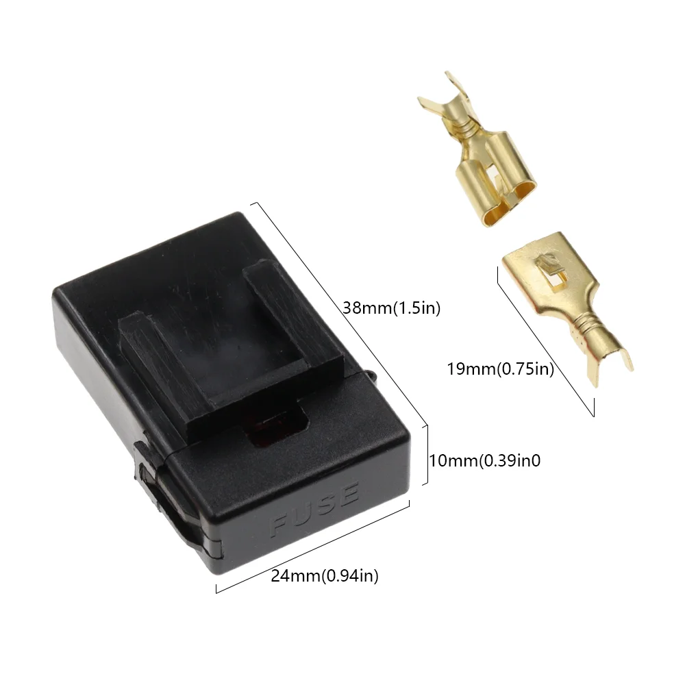 Medium-sized fuse, black lighter shell, fuse box, fuse clip holder housing with gold-plated terminals