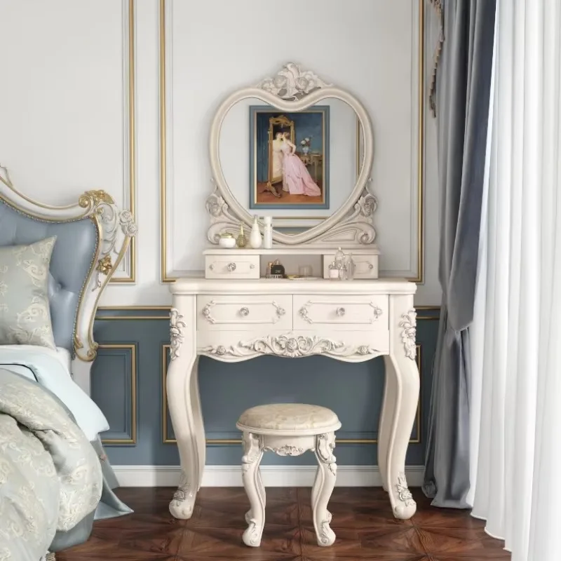 

Salon Drawers Dressing Table Sets Modern White Luxury Wood Dressing Table Storage Mirror Tocador Maquillaje Furniture Bedroom