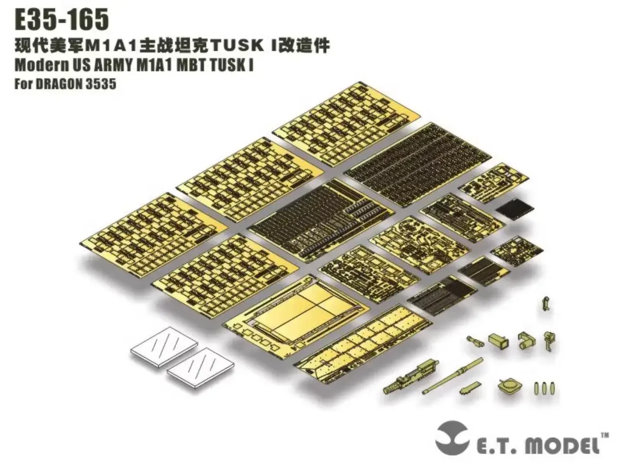 ET Model 1/35 E35-165 Modern US M1A1 MBT TUSK I Detail-up Set for Dragon 3535