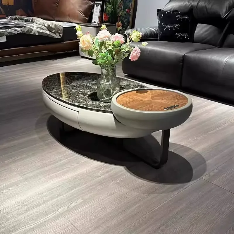 Natural Marble Oval Coffee Table for Living Room Small Apartment Light Luxury High End Home Furniture 2026 New Arrival