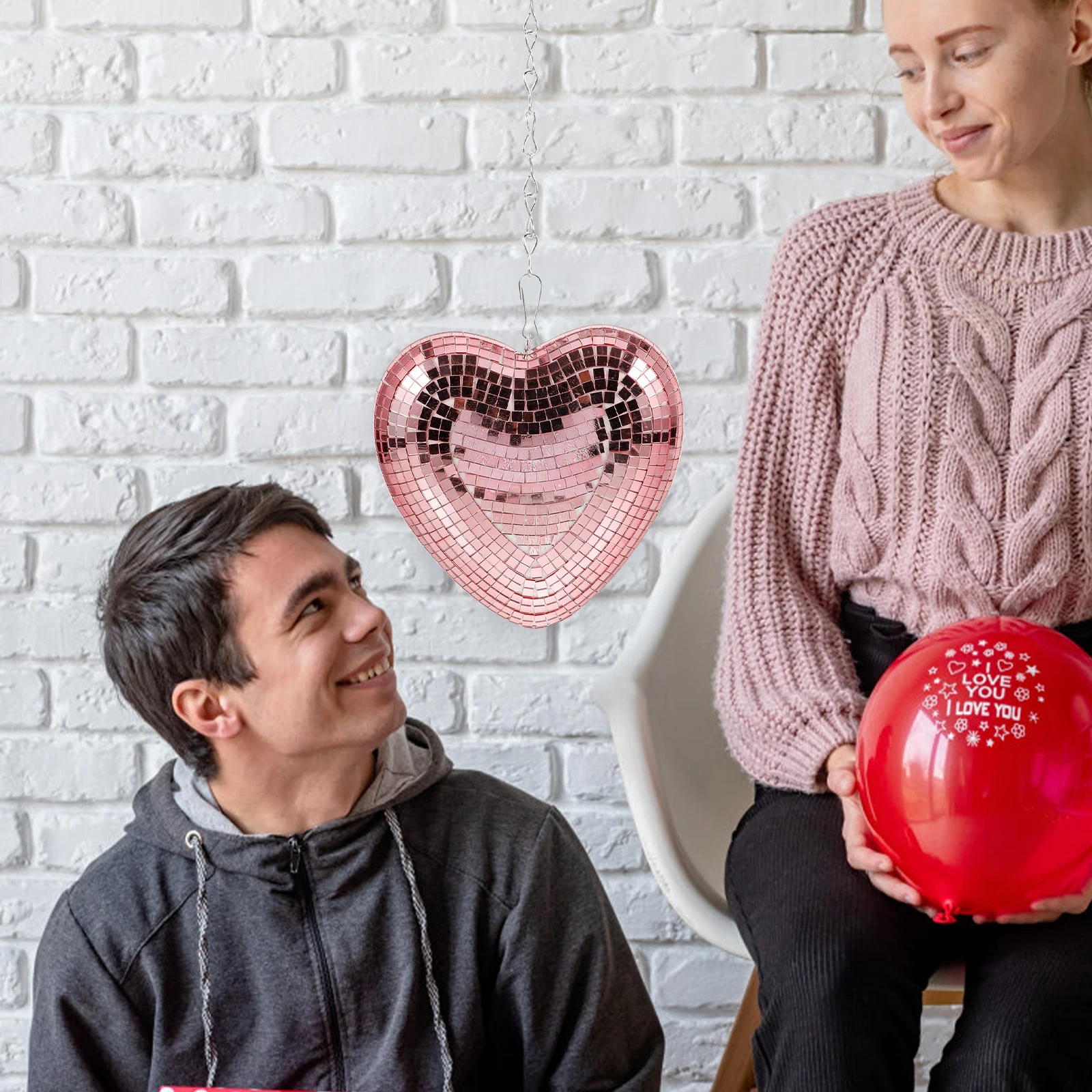 

Heart Shaped Mirror Ball Hanging Disco Ball Decor For Wedding Party Ktv Glass Reflective Sphere Party Decorations