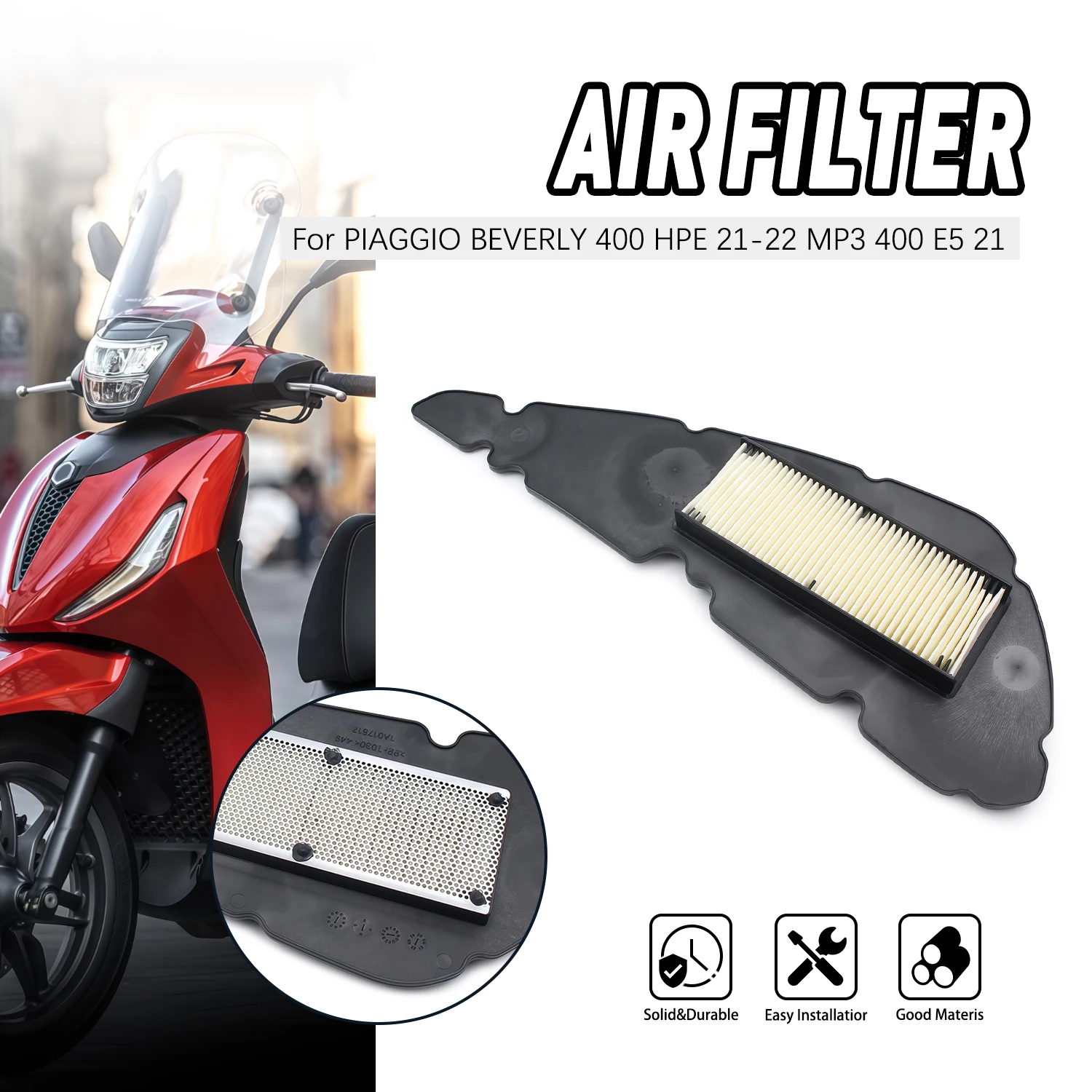 For PIAGGIO BEVERLY 400 HPE 2021-2022 MP3 400 E5 2021 motorcycle parts air filter element replacement original parts.