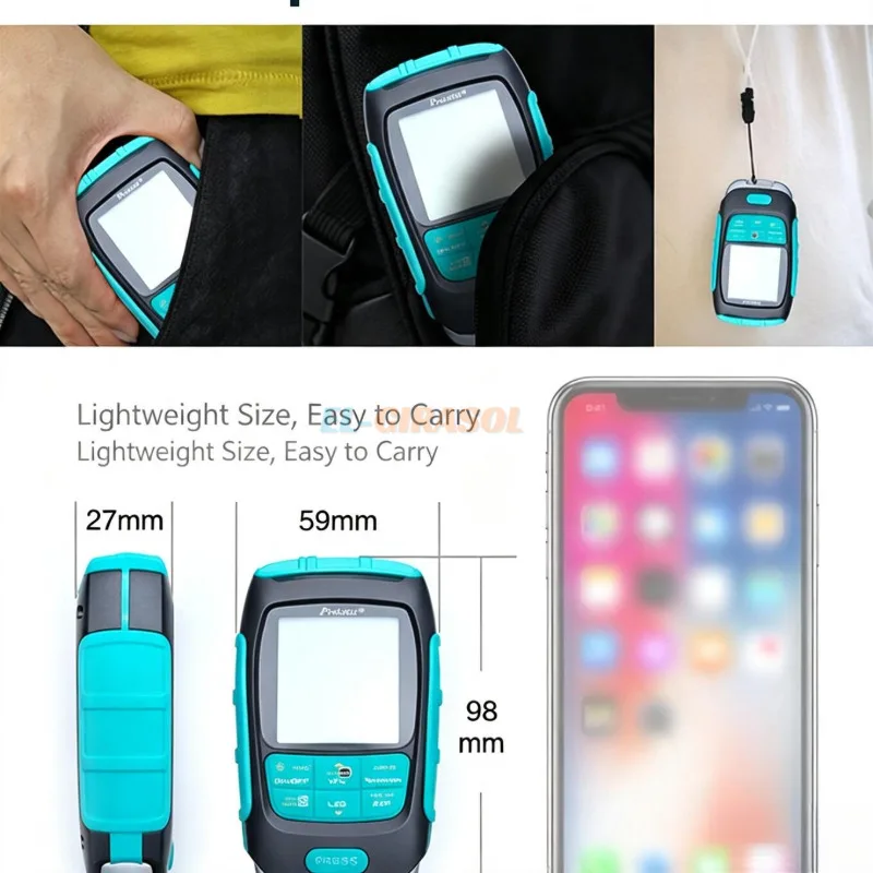 4‑in‑1 MT‑7615 Optical Power Meter Visual Fault Locator 15/30mW VFL Network Cable Continuity Tester Built‑in Flashlight FTTH