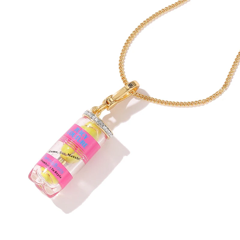 1Pc Diamond-studded Letter-printed Tennis Ball Pendant,Sporty Style, Sweater Chain Decor Pendant, Charms Jewelry Keychain Decor
