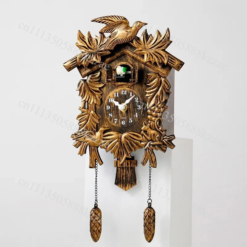 Vintage Cuckoo Wall Clock Hourly Chiming Plastic Cuckoo Clock Home Decor Kids Room Wall Clock