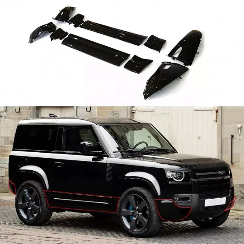 Upgrade gloss black edition trim panel front and rear bumper wrap angle door body kit for 2020+ Land Rover Defender 90