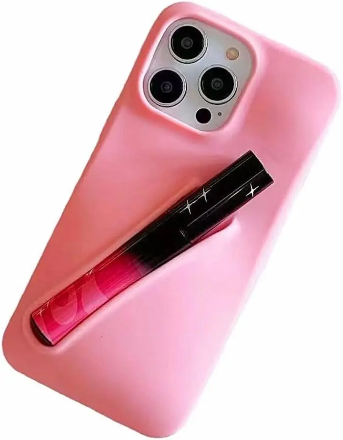 

Silicone Lip Gloss Holder Phone Case for iPhone 6/7/8/SE, Stylish and Protective Pink Design