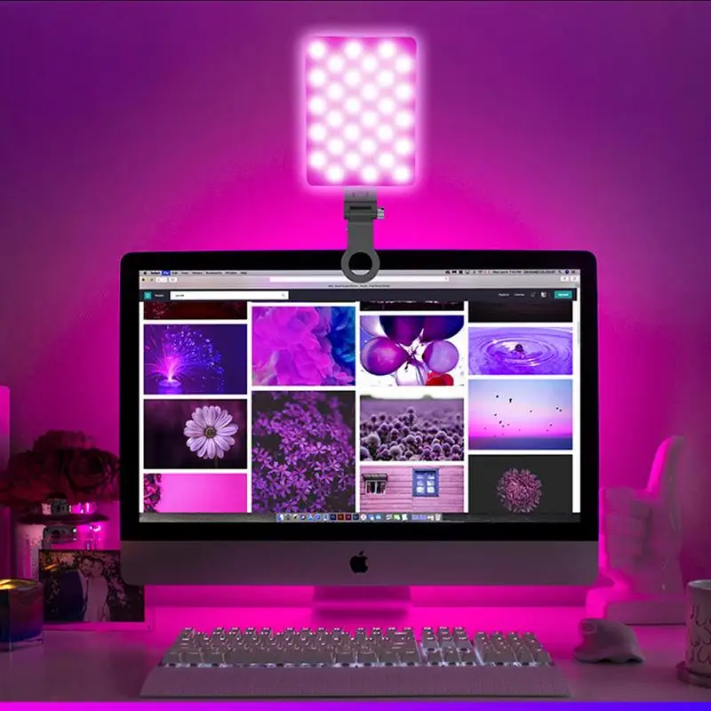 LED Mobile Phone Computer Fill-in Light Adjustable Portable LED Lamp Rechargeable Clip Fill Video Light For Live Selfie Meeting