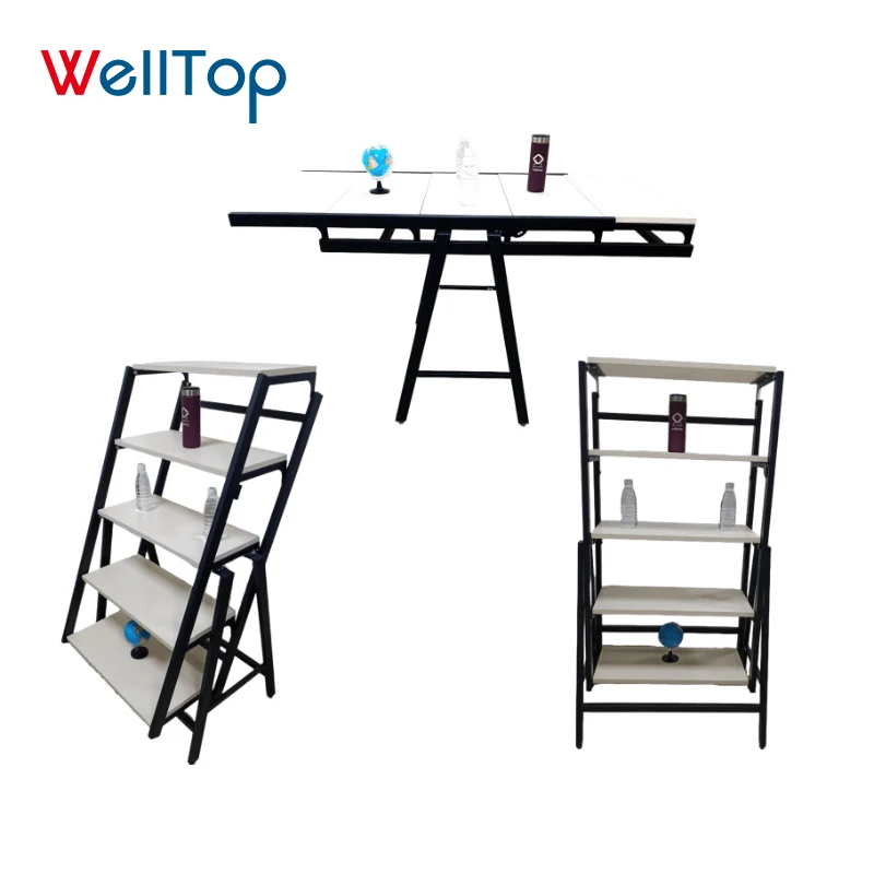 FBB New Arrivals Furniture Accessories Hardware Storage Rack Black Five Layer Folding Bookshelf Metal Table Frame