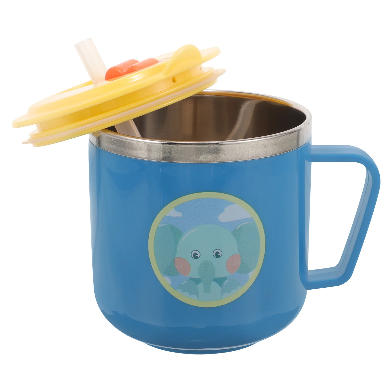 

Portable Lightweight Stainless Steel Kids Cup Double Layer Insulation Adorable Cartoon Toddler Straw Mug