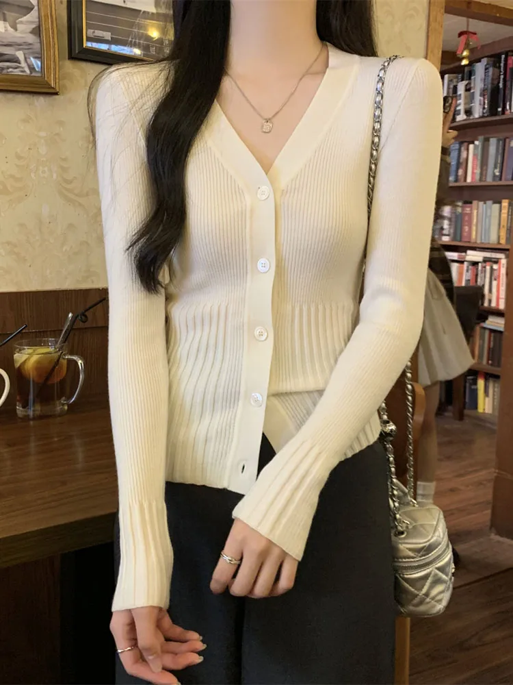 

Свитера Джемперы Кардиганы Женские Девушки Полиэстер Шерсть Контрастная окантовка Тонкая линия Рабочая встреча Простые минимальные базовые практичные Ins