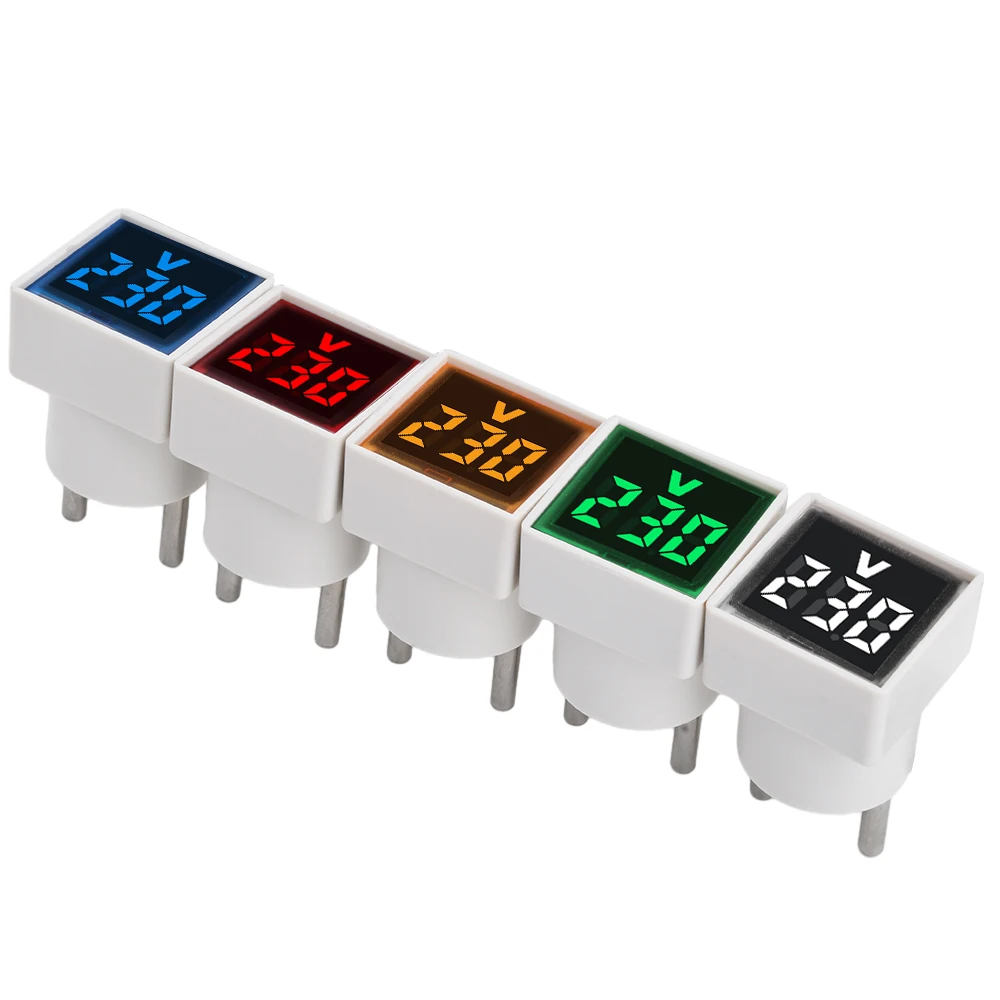 AC 220V 50~500V LED Digital AC Voltmeter Indicator LED Lamp Square Voltage Measuring Instruments Signal Light EU Plug