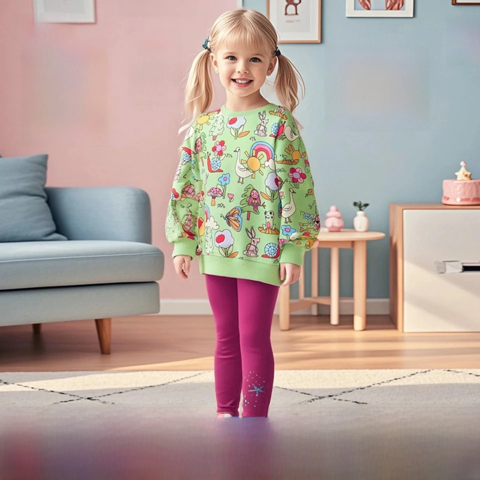 

Little Maven Children's Clothing Set for Girls Cross-Border Autumn Cartoon Anime Sle Cotton Polyester Baby Outfit