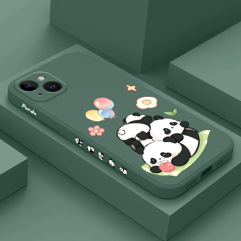 Picnic Panda Phone Case For iPhone 16 15 14 13 12 11 X XR XS Plus Pro Max Mini Silicone Cover