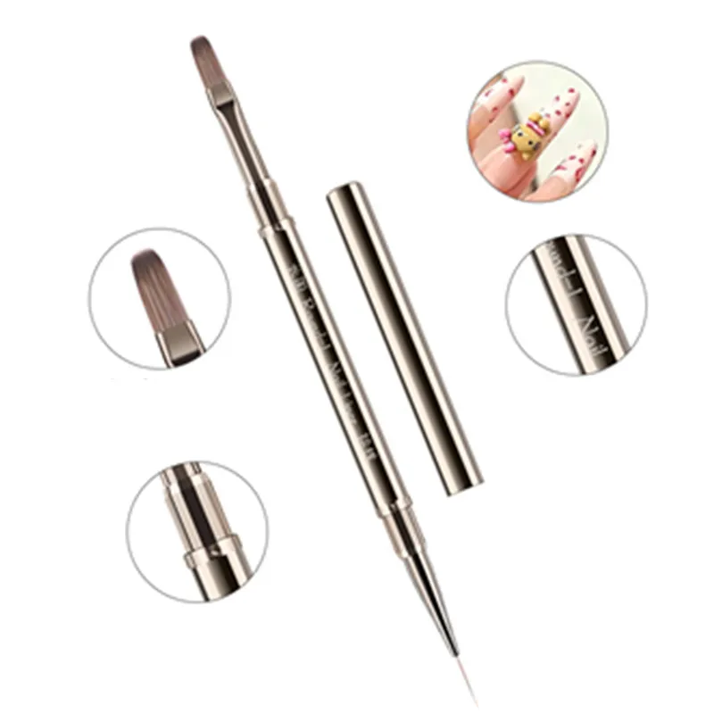 1/6PCS Double Head Nail Brush Liner Brush Painting Pen Gel Brush Crystal Nail Art Manicure