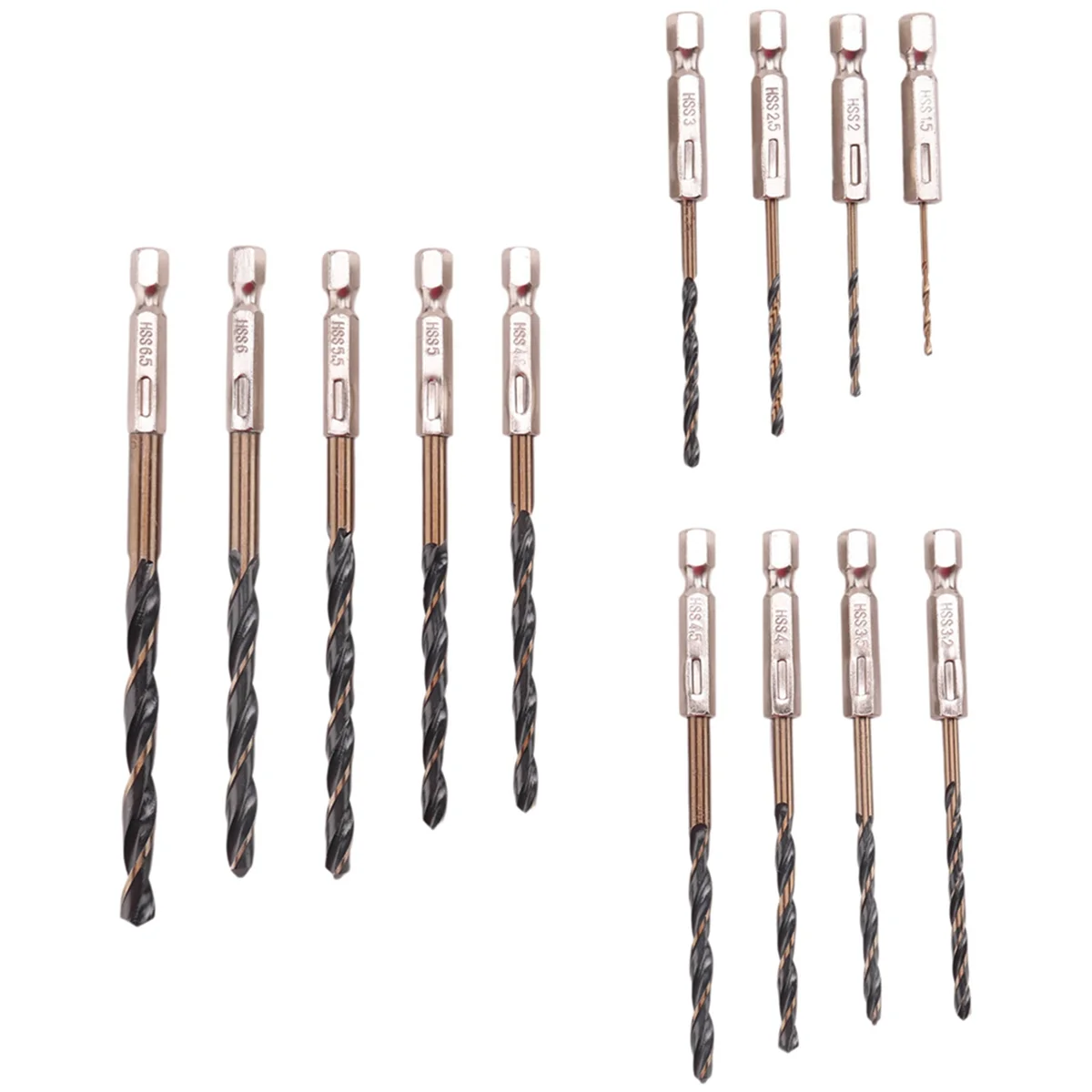 Juego de brocas métricas de cobalto con vástago hexagonal de 13 piezas de brocas hexagonales de controlador de impacto HSS de cambio rápido para metal