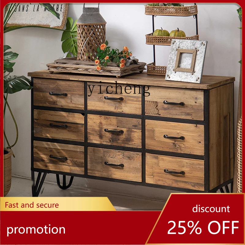 CZ Chinese retro chest cabinet decoration solid wood locker flower shop storage living room drawer old display cabinet