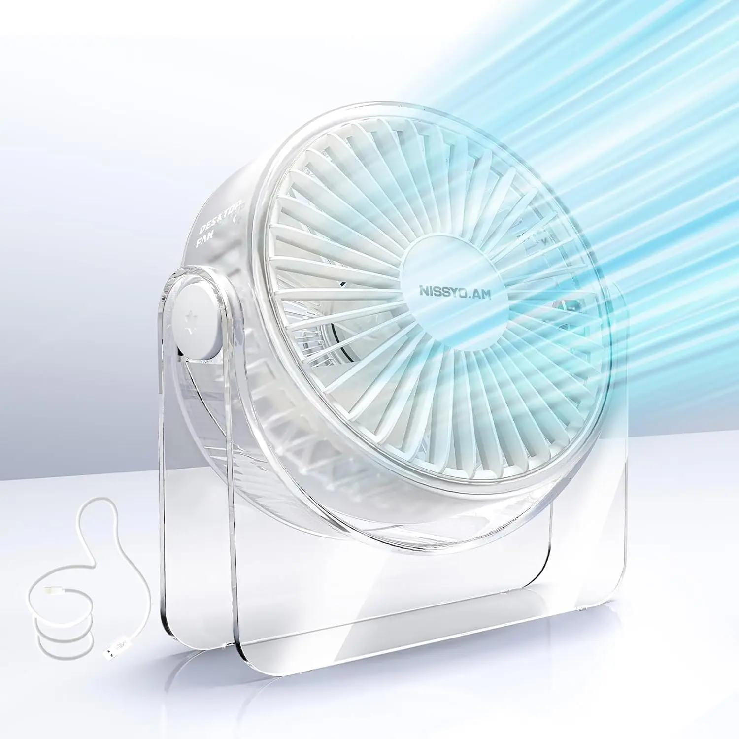 

USB Desk Fan 6Inch Portable Table Fan, 3 Speeds Quiet Powerful Cooling Personal Mini Small Fan with Adjustable Tilt for Desk