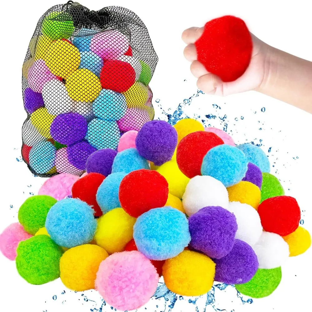 

60pcs Colorful Water Sponge Balls Reusable Quick Hydration Water Soaker Balls Will Not Crack Sponge Water Balloons Beach Days