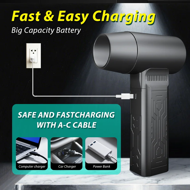 990000RPM Electric Turbo Fan Brushless Air Blower 10000mAh Motor High-Speed Violent Turbo Fan Rechargeable Powerful Dust Blower