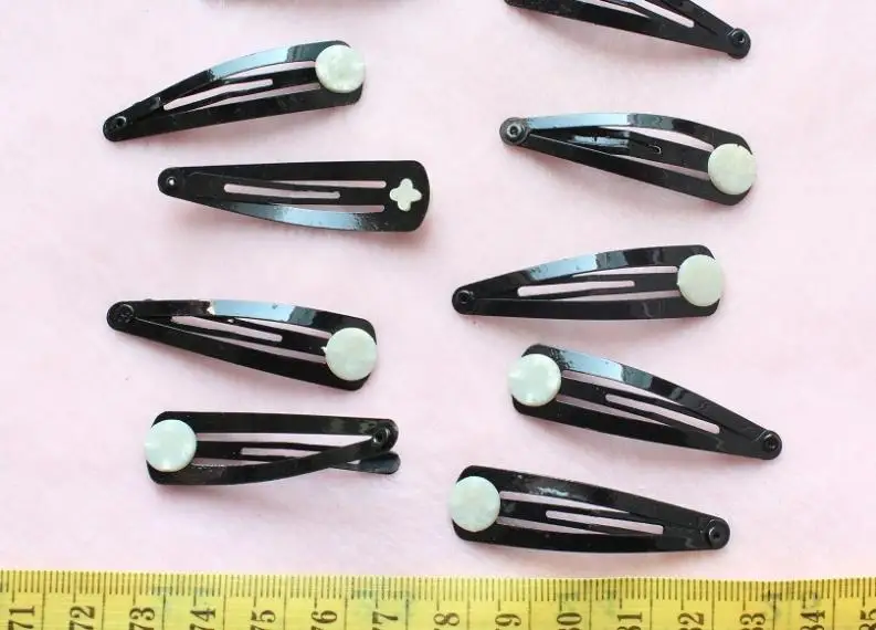 220pcs 50mm(2inch) Hair Snap Clips with 8mm Pads -Black Painted