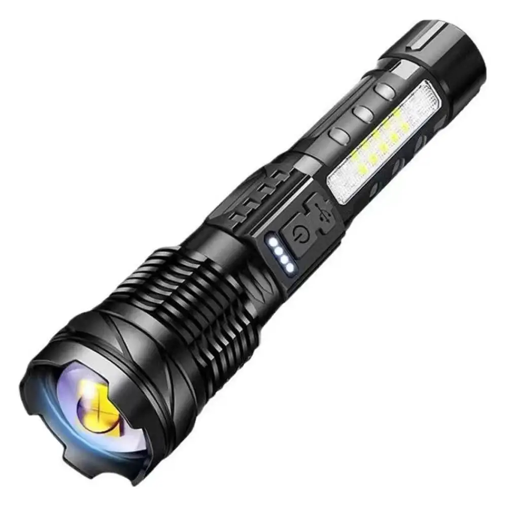1000LM USB Rechargeable LED Flashlight Strong Light Tactical Torch For Camping Hiking Waterproof COB Warning Side Work Ligh X5C2