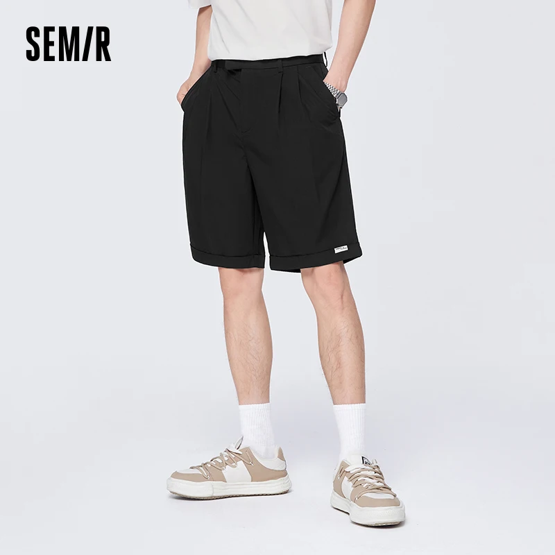 Semir Casual Trousers Men Basic And Minimalist Style 2024 Summer New Arrival Black Tech-Cool Loose-Fitting Pants Men