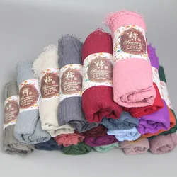 Ramadan Klassiker Crinkle Baumwolle Hijab Schal Frauen Turban muslimischen Schal einfache Bandana atmungsaktive Frauen Schals Foulard Hijab Kapuze