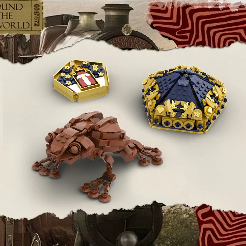 

MOC Magic School Chocolate Frog Building Blocks Sweets Box Wizard Card Hogwarts Chocolate Frog Brick Toy Kid Gift