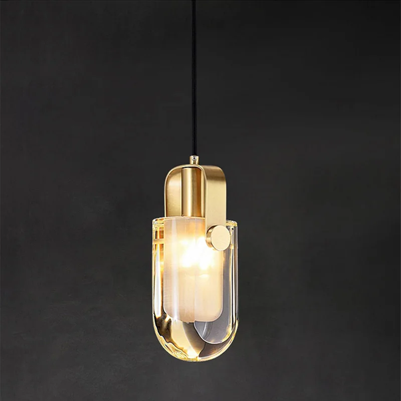 Postmodern Luxury Copper Pendant Light LED Living Room Bedroom Bedside Bar Study Porch Staircase