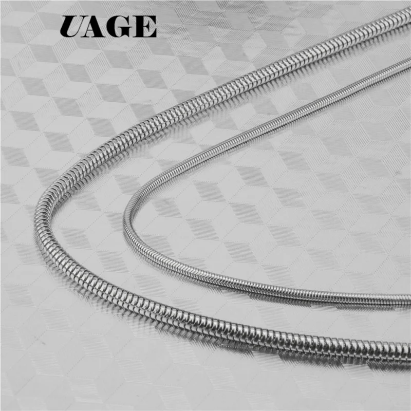 UAGE New Fashion 16 inch-24 inch Chains Necklaces Hot Mens Womens Sell Silver Color Snake Chain Jewelry Snake Chain Necklace