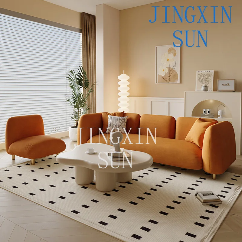 Customizable household small apartment living room fabric double straight row sofa